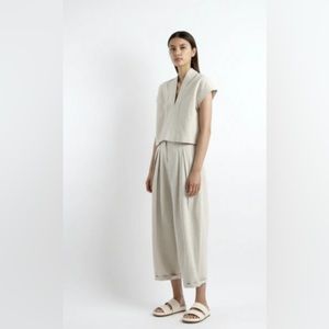 7115 by Szeki Sand Linen Summer Pleated Trouser